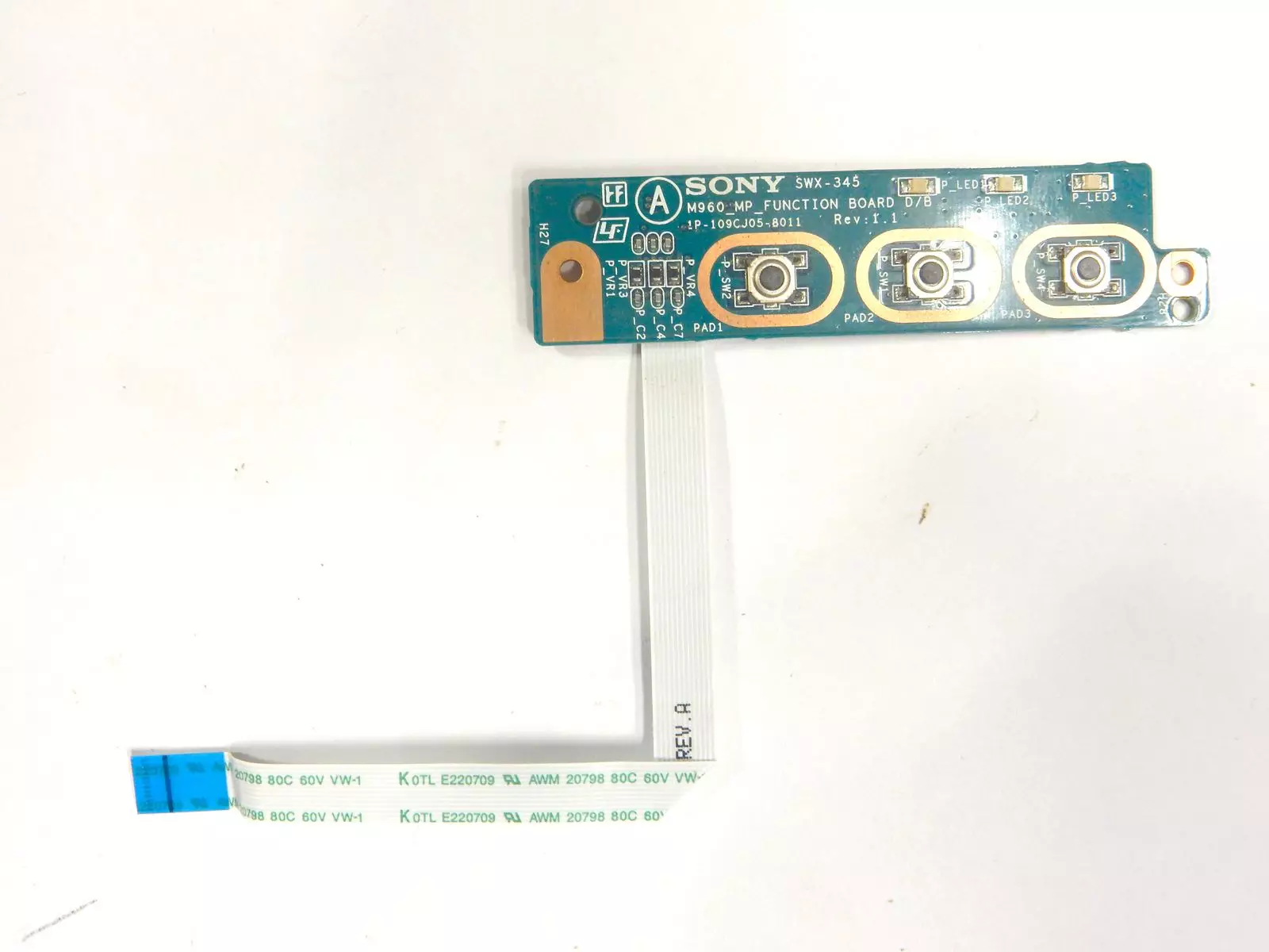 Плата кнопок управления M960_MP_FUNCTION BOARD D/B 1P-109CJ05-8011 Rev: 1.1 с шлейфом 015-0201-1510_A Sony Vaio PCG-71211V