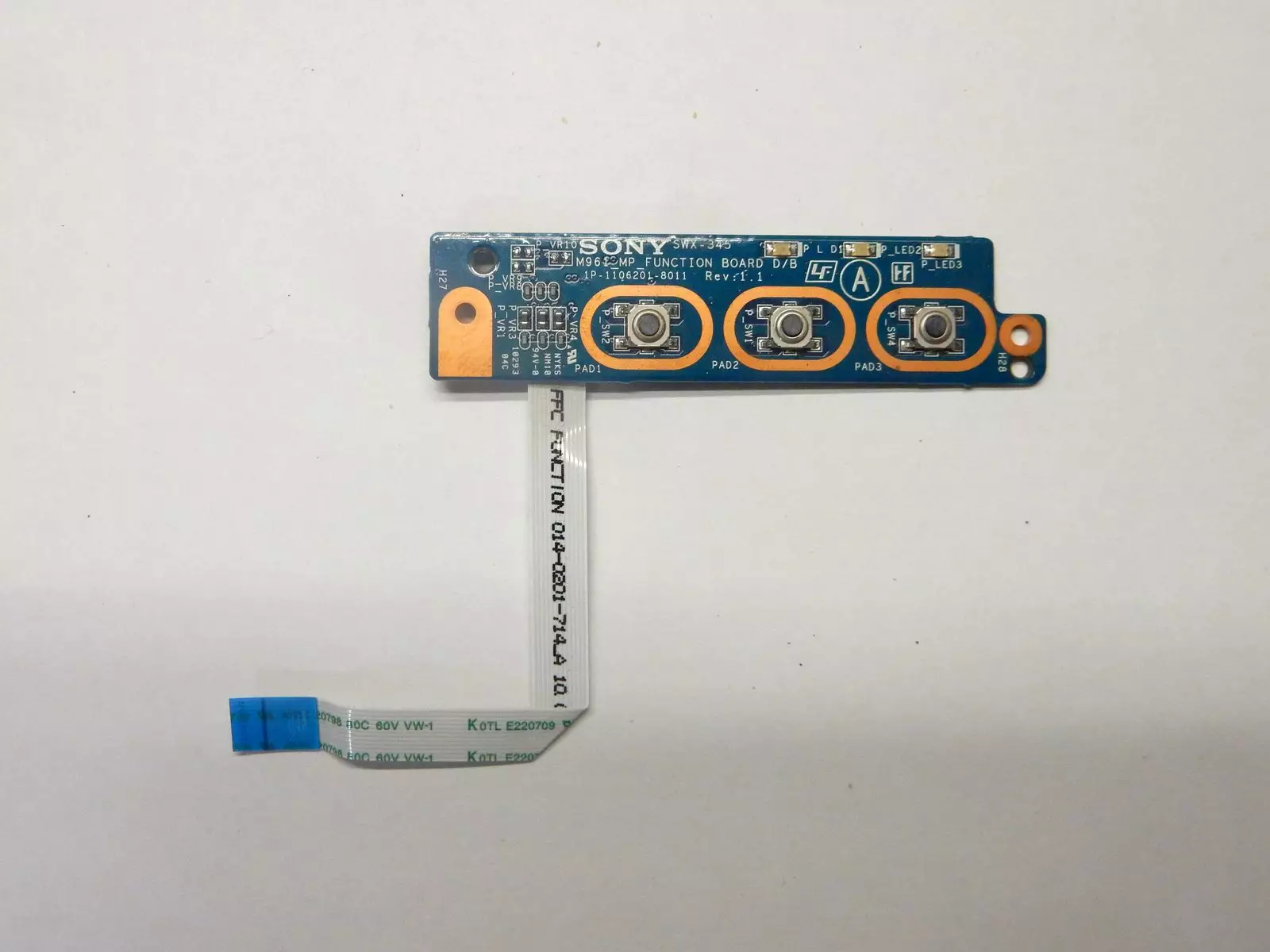 Плата кнопок управления M961_MP_FUNCTION BOARD D/B 1P-1106201-8011 Rev: 1.1 с шлейфом 014-0201-714_A Sony Vaio PCG-61211V