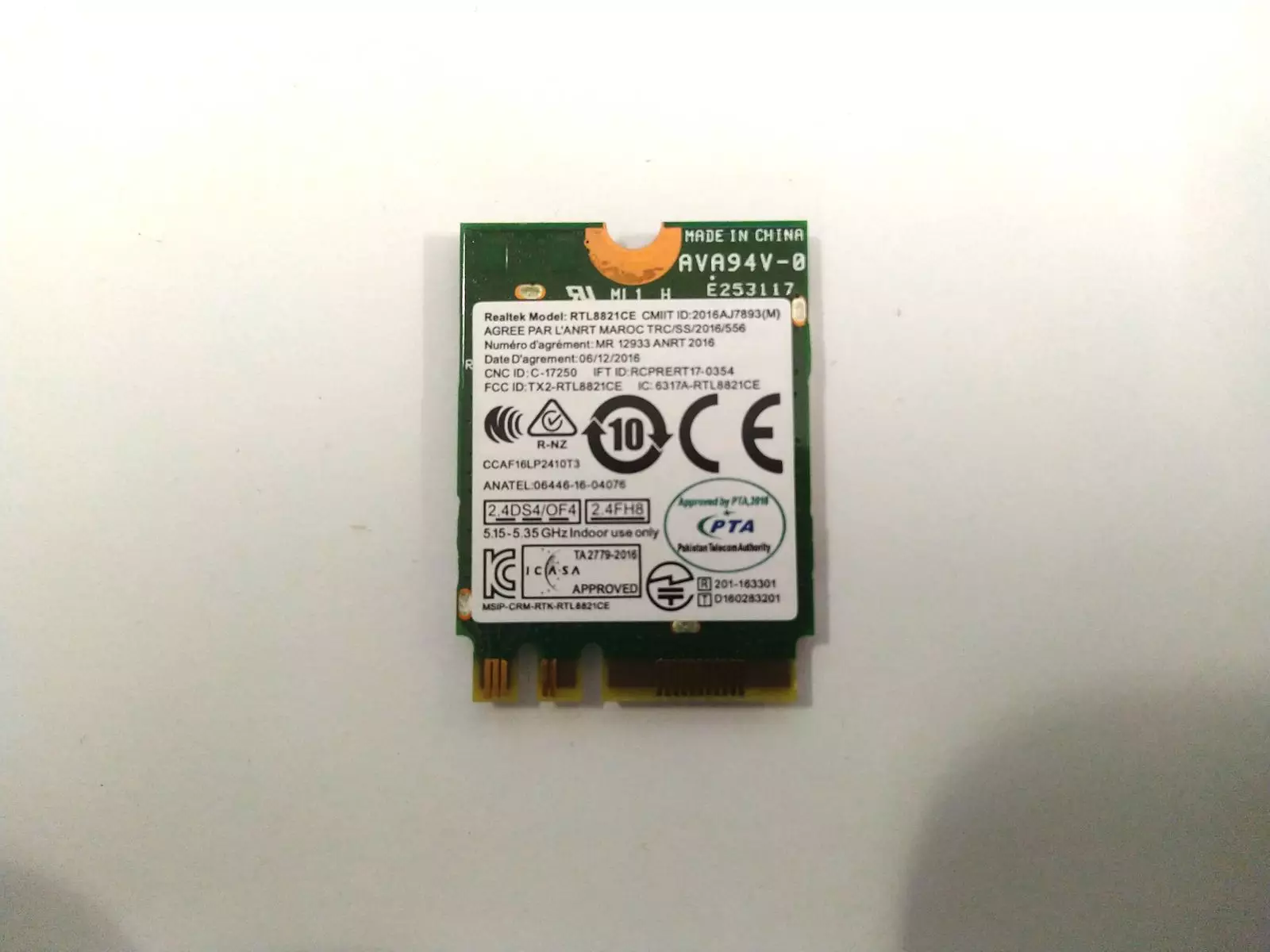 Wi-Fi + Bluetooth модуль Realtek RTL8821CE 2,4GHz 5GHz 01AX710 YMM:901