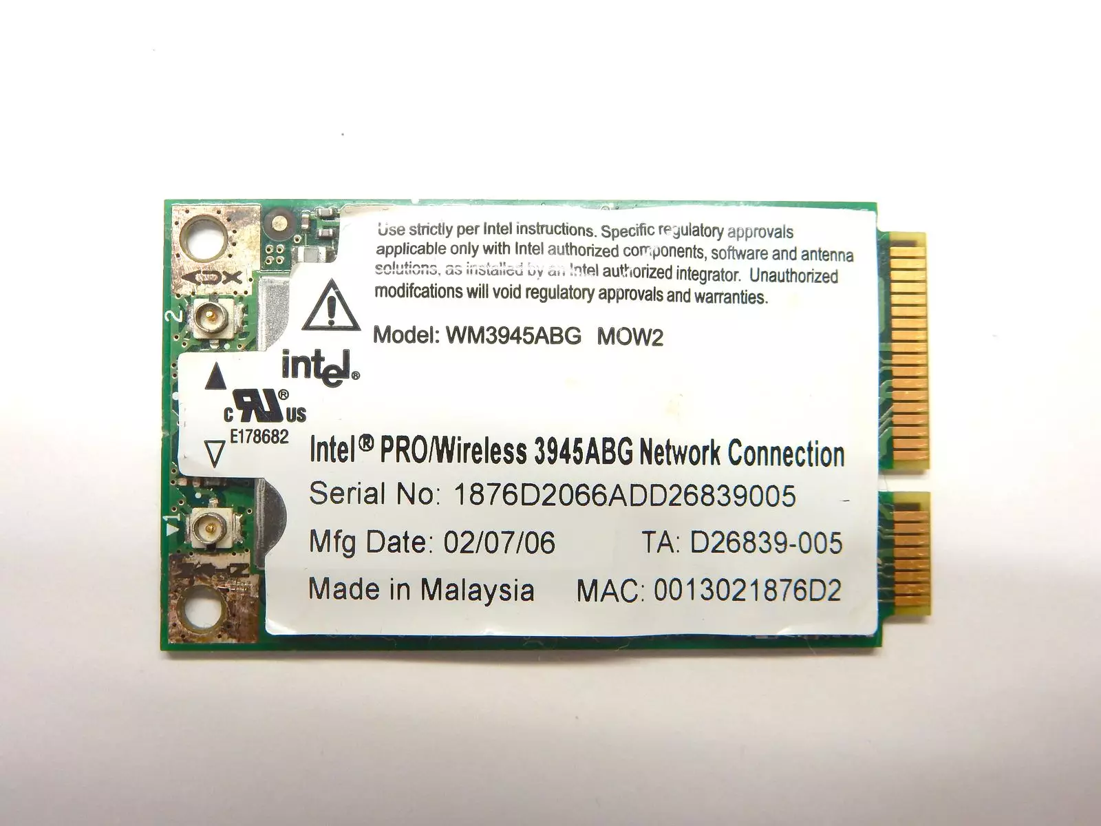 Wi-Fi модуль Intel WM3945ABG MOW2
