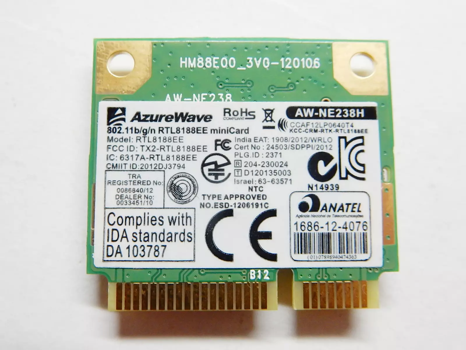 Wi-Fi модуль Realtek RTL8188EE AzurreWave AW-NE238H