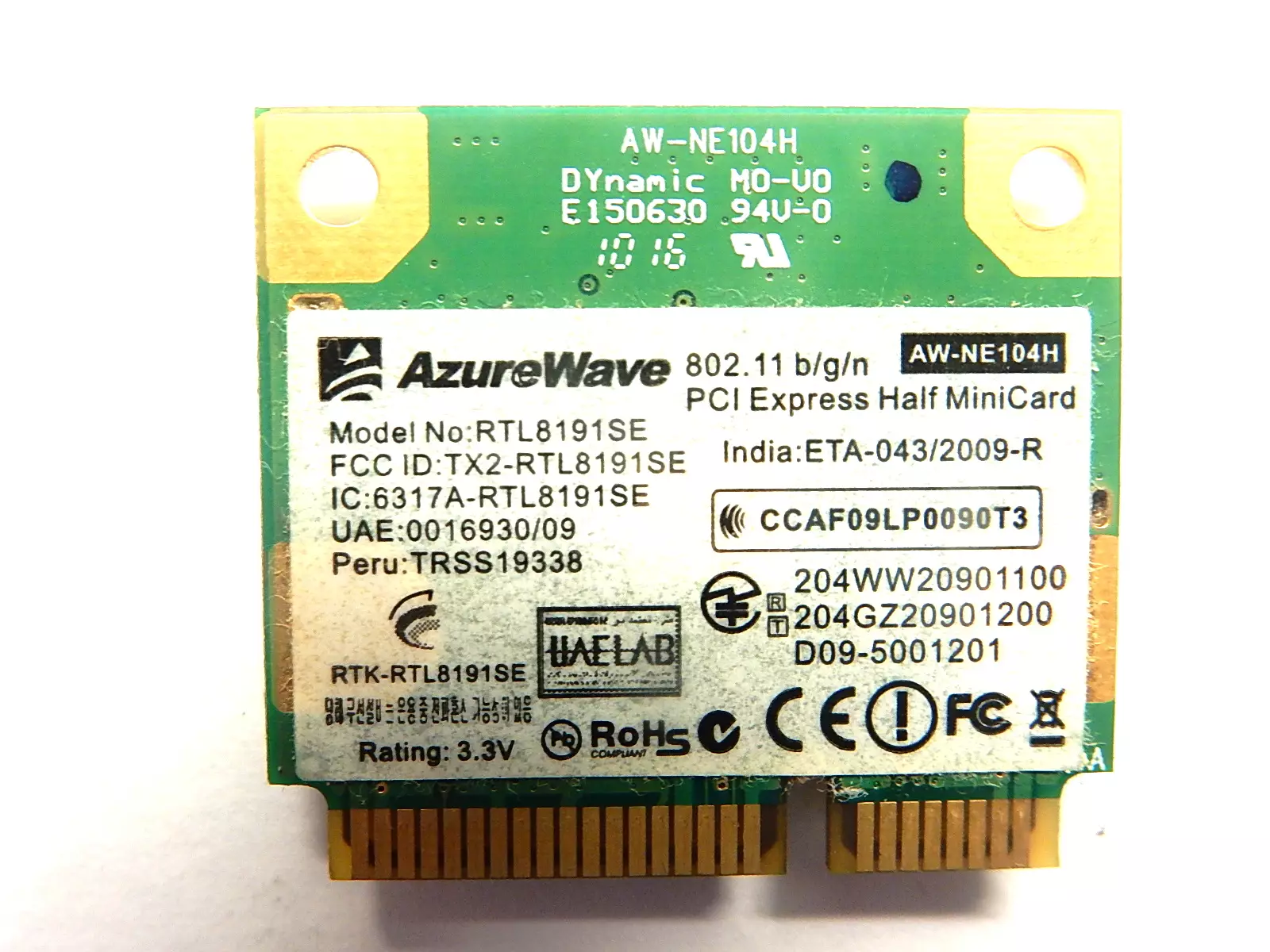 WiFi модуль RTL8191SE AzureWave AW-NE104H